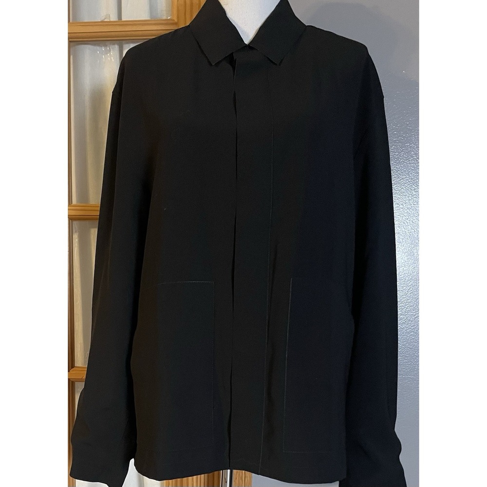 Radley Full Zip Blazer Jacket Womens Sz 10 Black Slash Pocket Slouchy Career